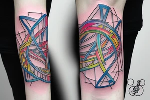 DNA helix colored with blurry edges on the forearm tattoo idea