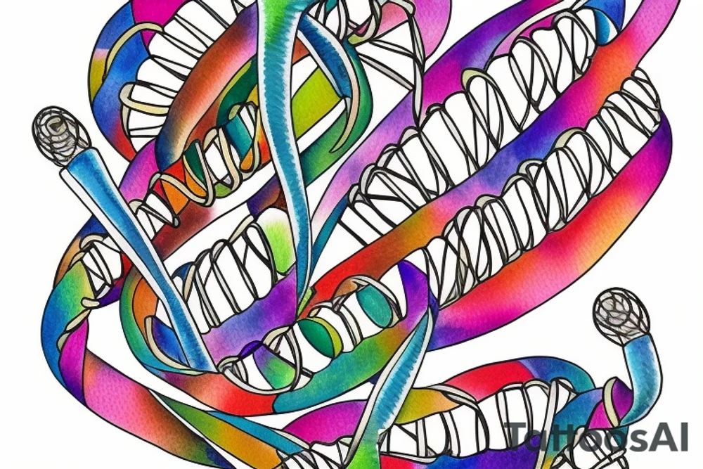 DNA helix colored with blurry edges on the forearm tattoo idea