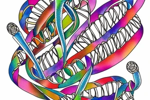 DNA helix colored with blurry edges on the forearm tattoo idea