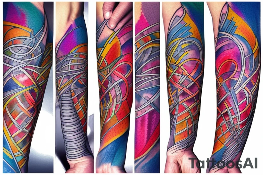 DNA helix colored with blurry edges on the forearm tattoo idea