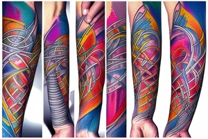 DNA helix colored with blurry edges on the forearm tattoo idea