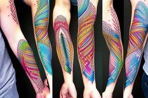 DNA helix colored with blurry edges on the forearm tattoo idea