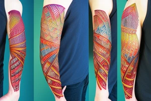DNA helix colored with blurry edges on the forearm tattoo idea