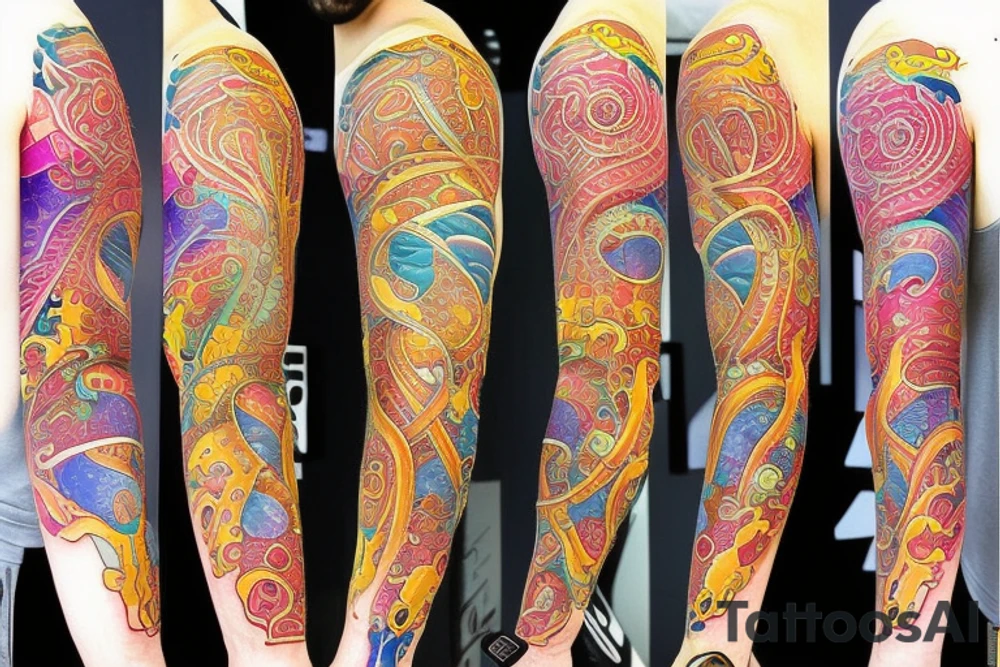 DNA helix colored with blurry edges on the forearm tattoo idea