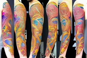DNA helix colored with blurry edges on the forearm tattoo idea