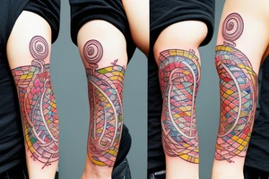 DNA helix colored with blurry edges on the forearm tattoo idea