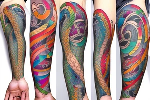 DNA helix colored with blurry edges on the forearm tattoo idea