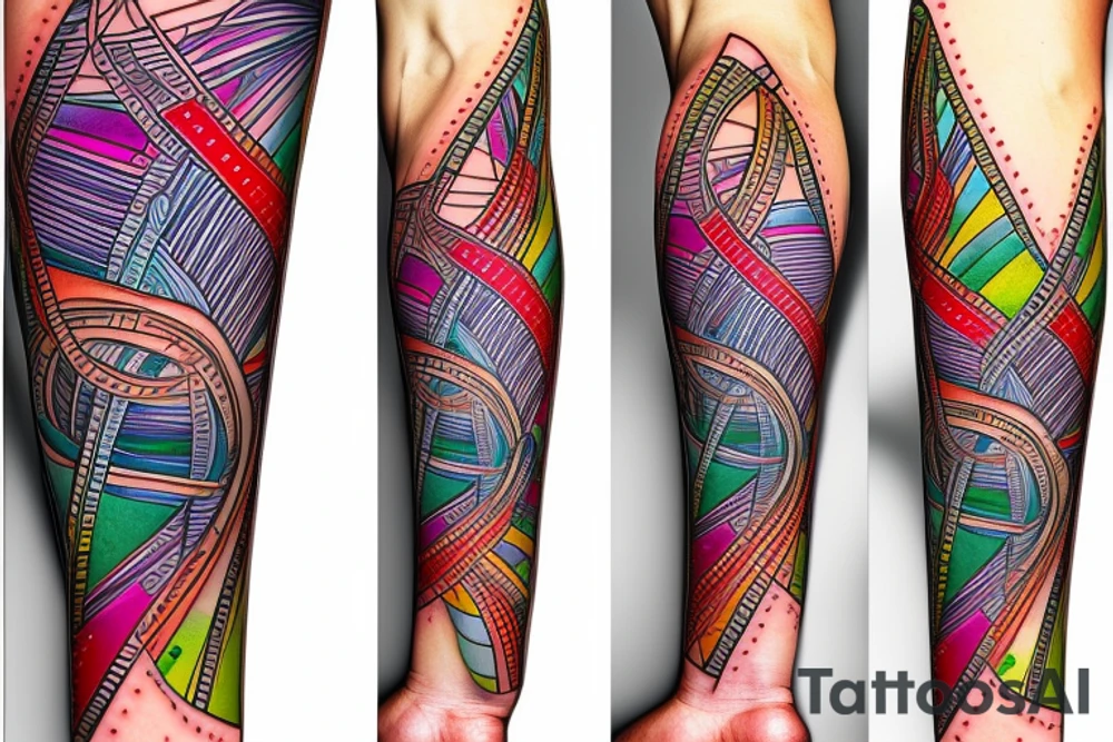 DNA helix colored with blurry edges on the forearm tattoo idea