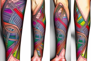 DNA helix colored with blurry edges on the forearm tattoo idea
