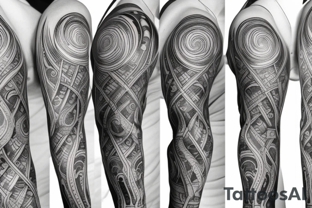 DNA helix colored with blurry edges on the forearm tattoo idea