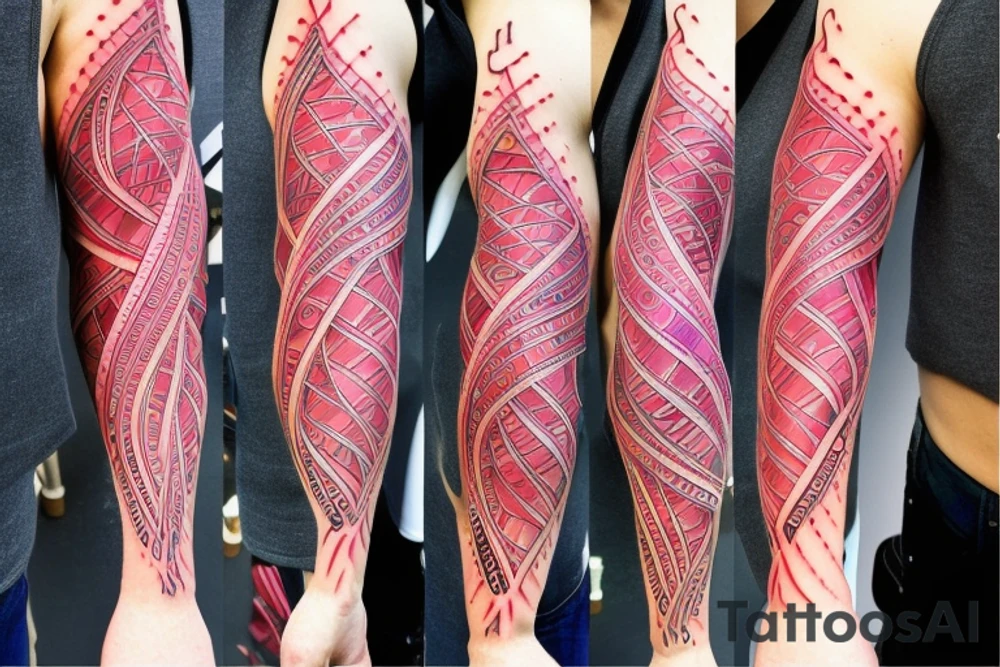 DNA helix colored with blurry edges on the forearm tattoo idea