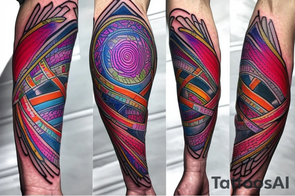 DNA helix colored with blurry edges on the forearm tattoo idea