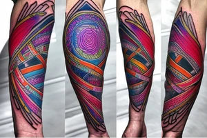 DNA helix colored with blurry edges on the forearm tattoo idea