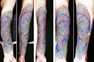 DNA helix colored with blurry edges on the forearm tattoo idea