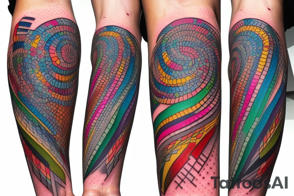 DNA helix colored with blurry edges on the forearm tattoo idea