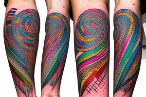 DNA helix colored with blurry edges on the forearm tattoo idea