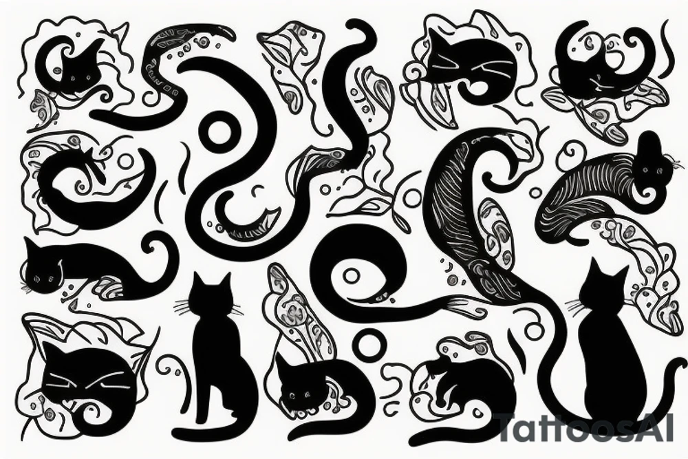 cat silhouette overlooking the ocean at sunset tattoo idea