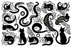 cat silhouette overlooking the ocean at sunset tattoo idea