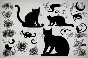 cat silhouette overlooking the ocean at sunset tattoo idea