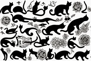 cat silhouette overlooking the ocean at sunset tattoo idea
