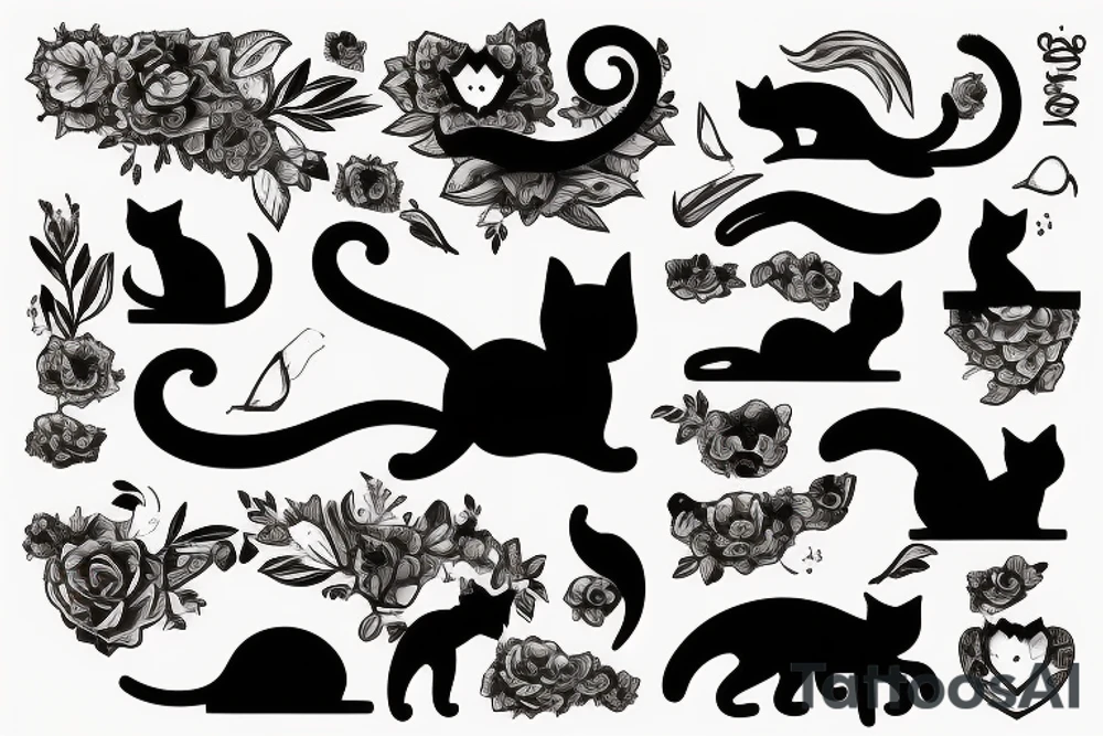 cat silhouette overlooking the ocean at sunset tattoo idea