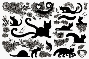 cat silhouette overlooking the ocean at sunset tattoo idea