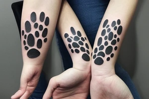paw prints leading up to snowy mountain tattoo idea