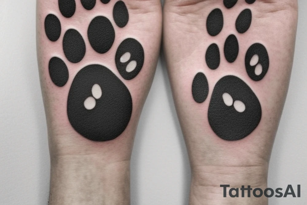 paw prints leading up to snowy mountain tattoo idea