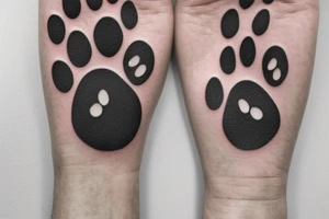 paw prints leading up to snowy mountain tattoo idea