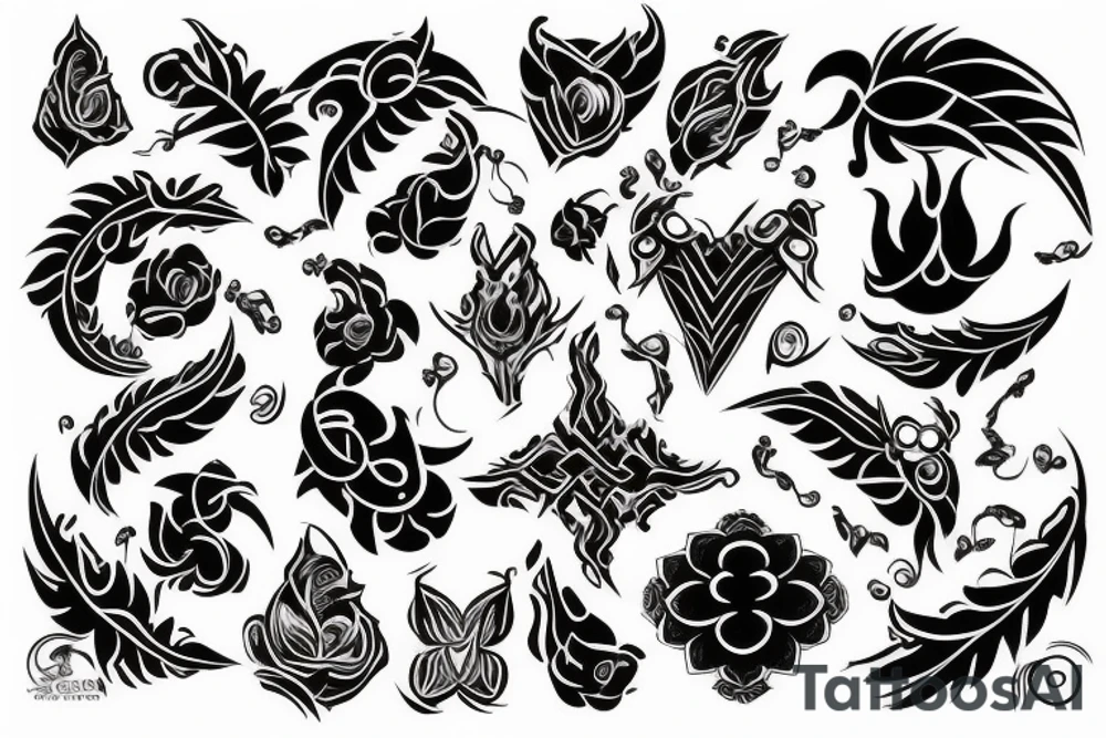 Black neo traditional shalll tattoo idea