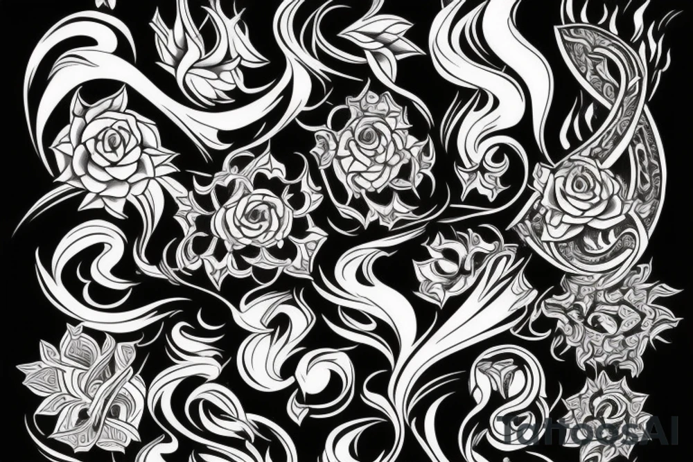 Black neo traditional shalll tattoo idea