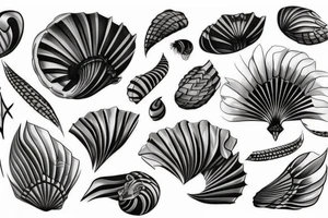 Black neo traditional shell tattoo idea