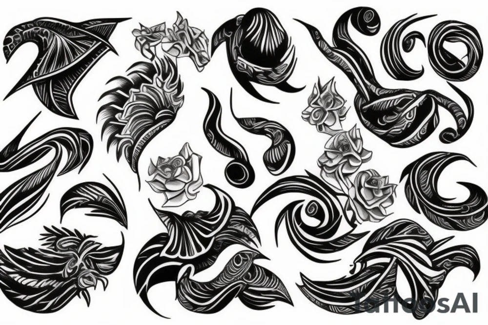 Black neo traditional shell tattoo idea