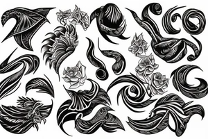 Black neo traditional shell tattoo idea