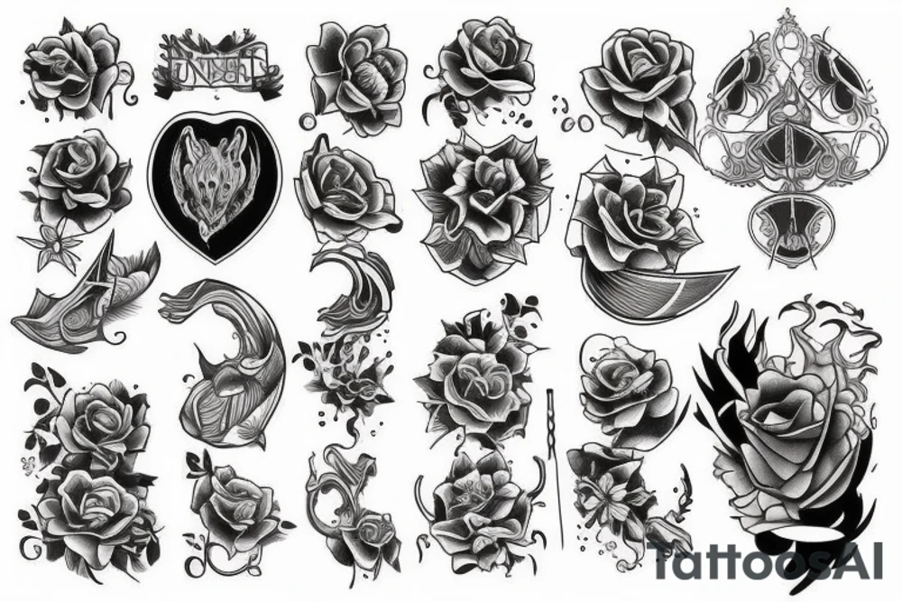 Black neo traditional tattoo idea