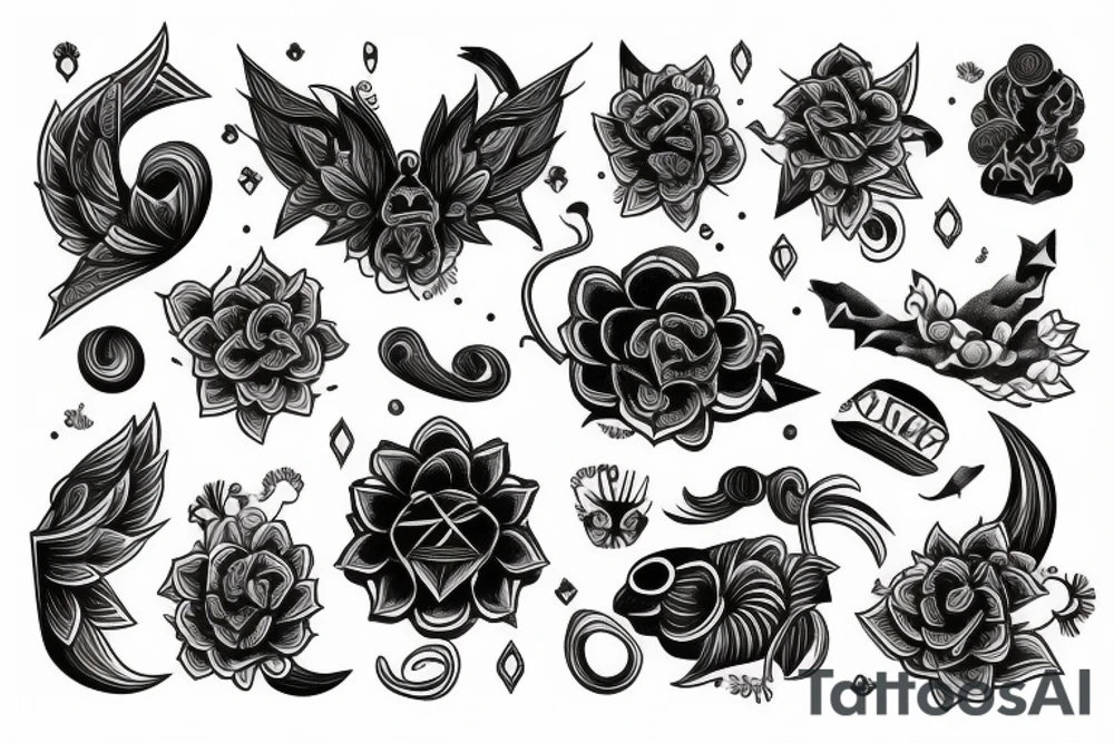 Black neo traditional tattoo idea