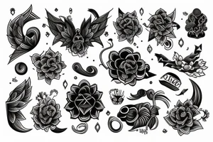 Black neo traditional tattoo idea