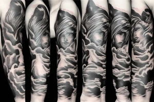Flames fading into clouds tattoo idea