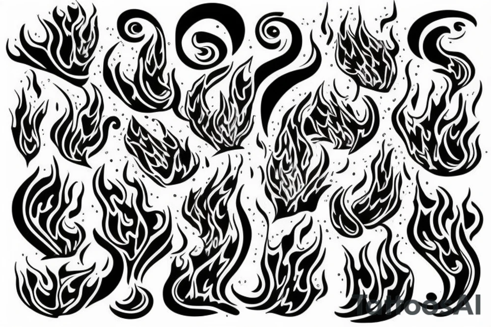 Water that turns into flames tattoo idea