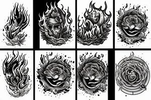 Water that turns into flames tattoo idea