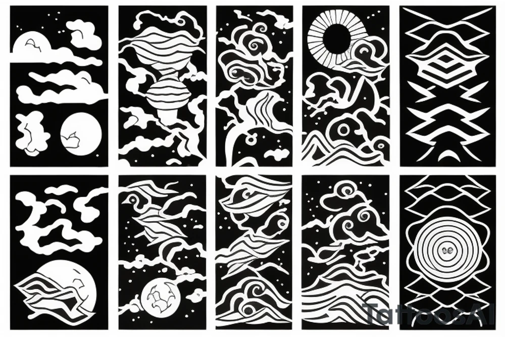 Flying into Japanese sun tattoo idea