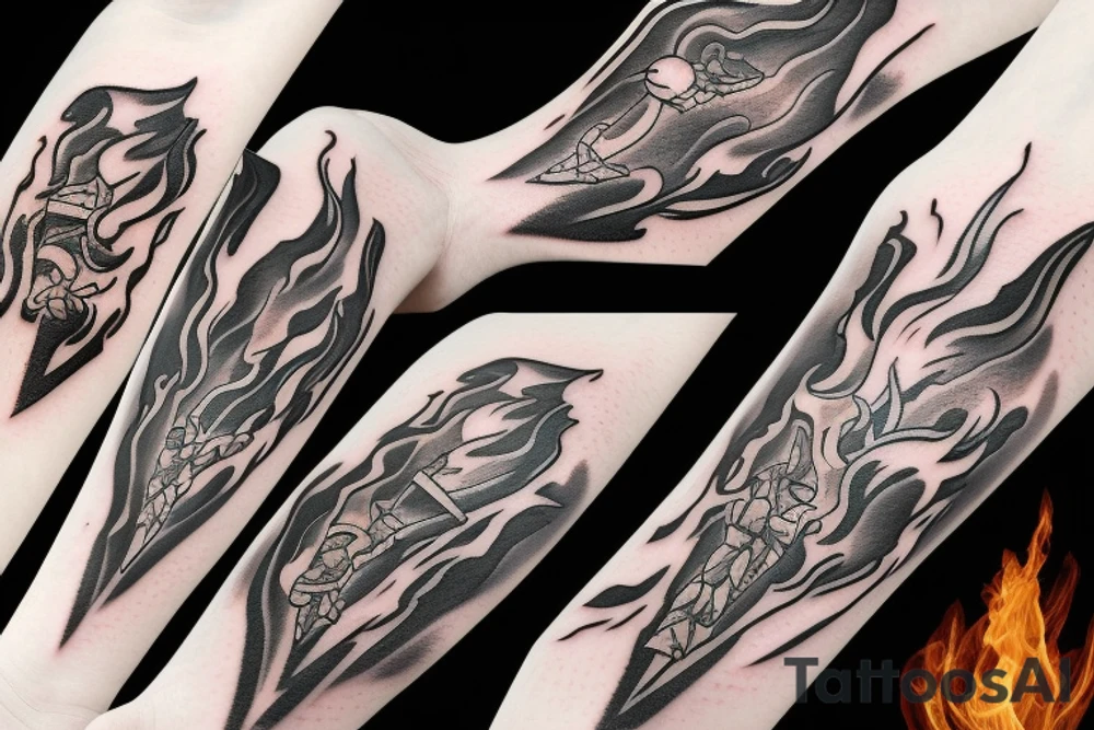 F-22 jet surrounded by smoke and flames tattoo idea