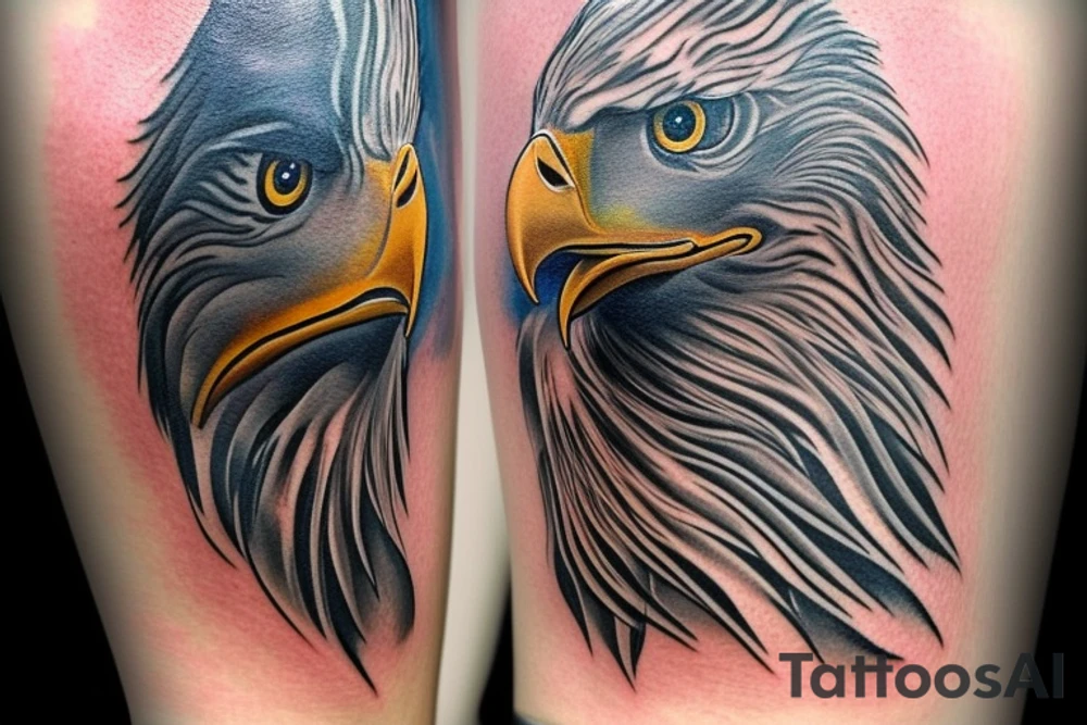 The focal point of the tattoo would be a majestic eagle, symbolizing strength, freedom, and power. The eagle would be depicted in a dynamic pose, with its wings outstretched, ready to take flight. The intricate details of the eagle's feathers would be skillfully rendered to give a sense of realism and texture.

In its formidable claws, the eagle would firmly grip the scales of Libra, representing balance, justice, and harmony. tattoo idea