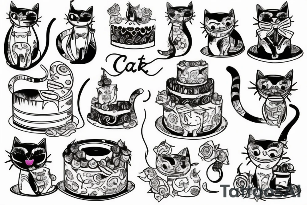 cat in the cake tattoo idea