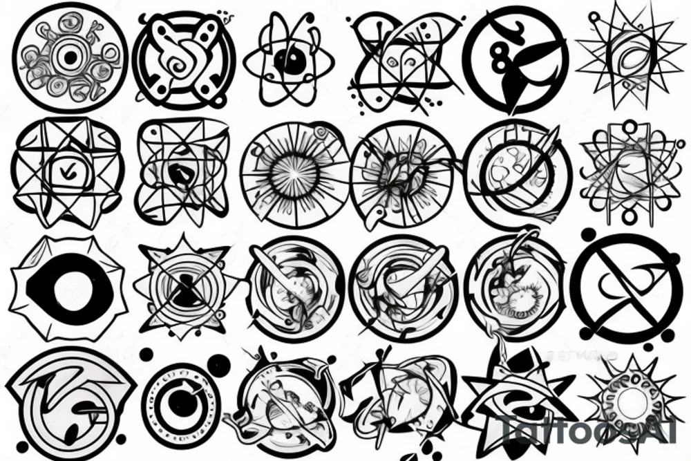 quantum two charged molecules tattoo idea