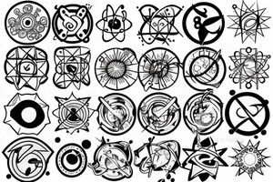 quantum two charged molecules tattoo idea