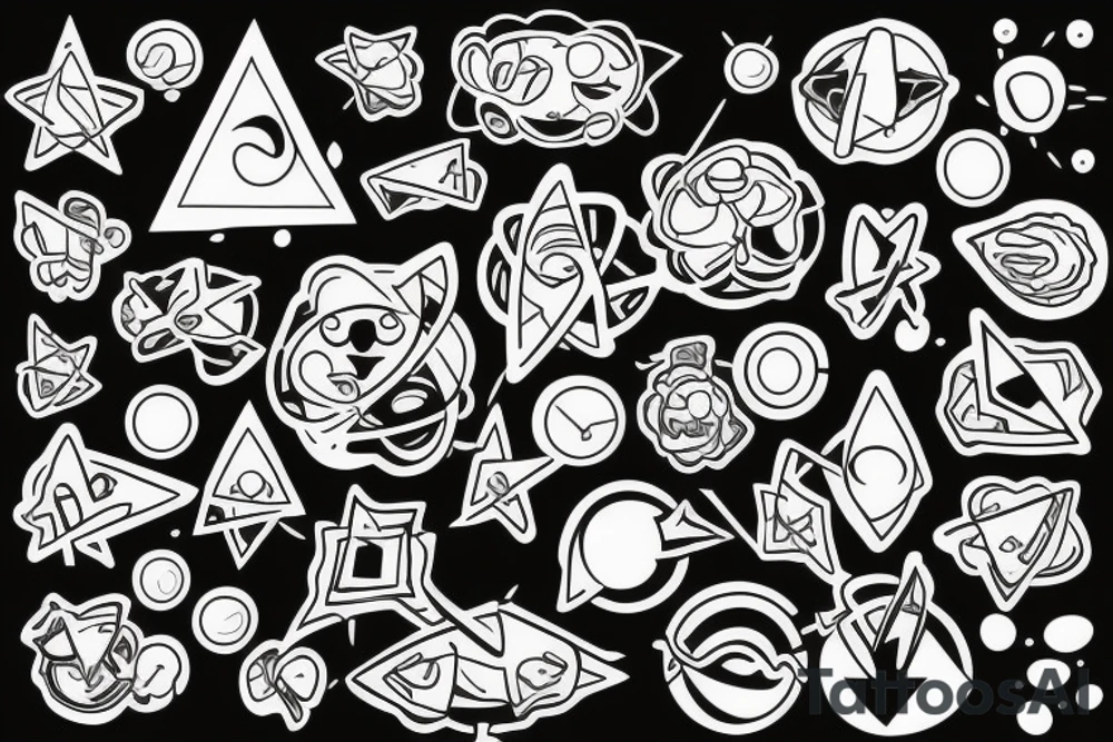 quantum two charged molecules tattoo idea
