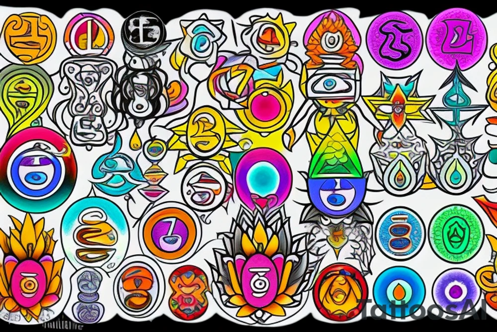 chakras colored tattoo idea