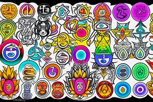 chakras colored tattoo idea