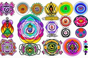 chakras colored tattoo idea